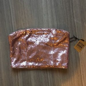 ROSE GOLD SEQUIN TUBE CROP TOP (zipper issue)